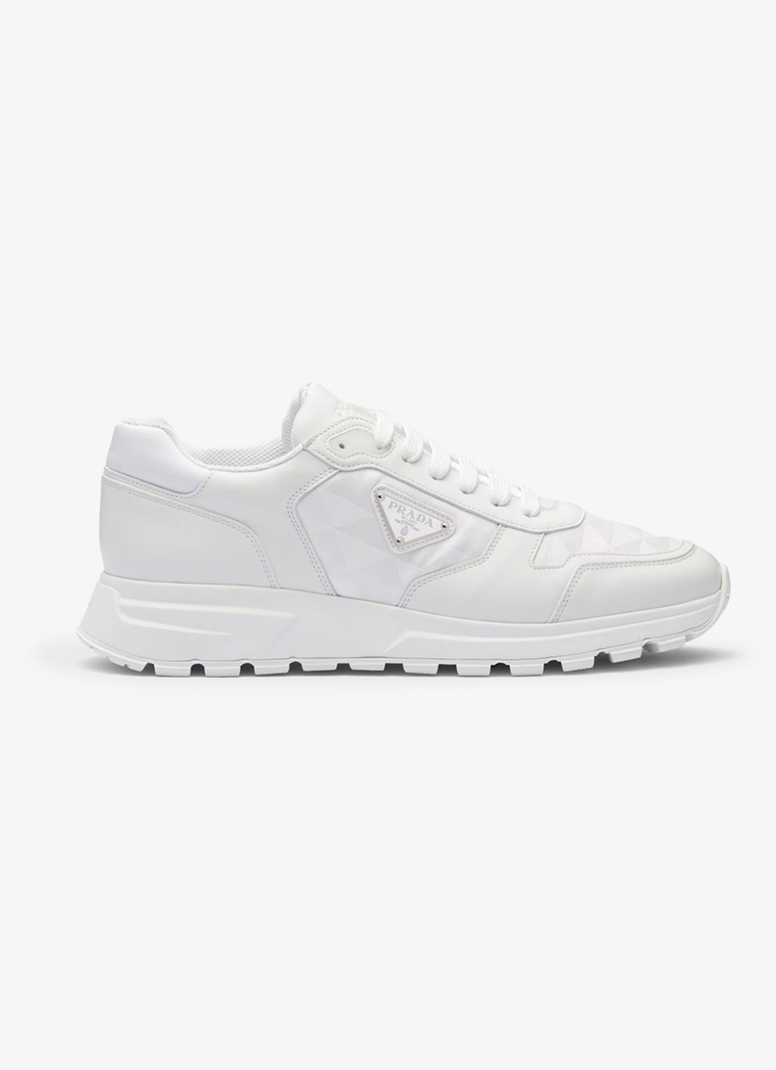 Prada Re-Nylon sneaker met leren details - voorkant 5 wit