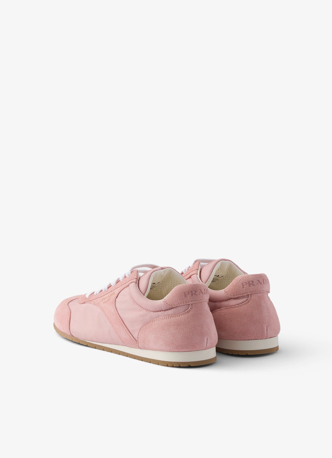 Prada Re-Nylon sneaker met suède details - achterkant 4 oudroze