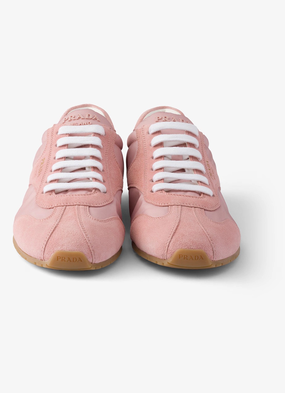 Prada Re-Nylon sneaker met suède details - detail oudroze