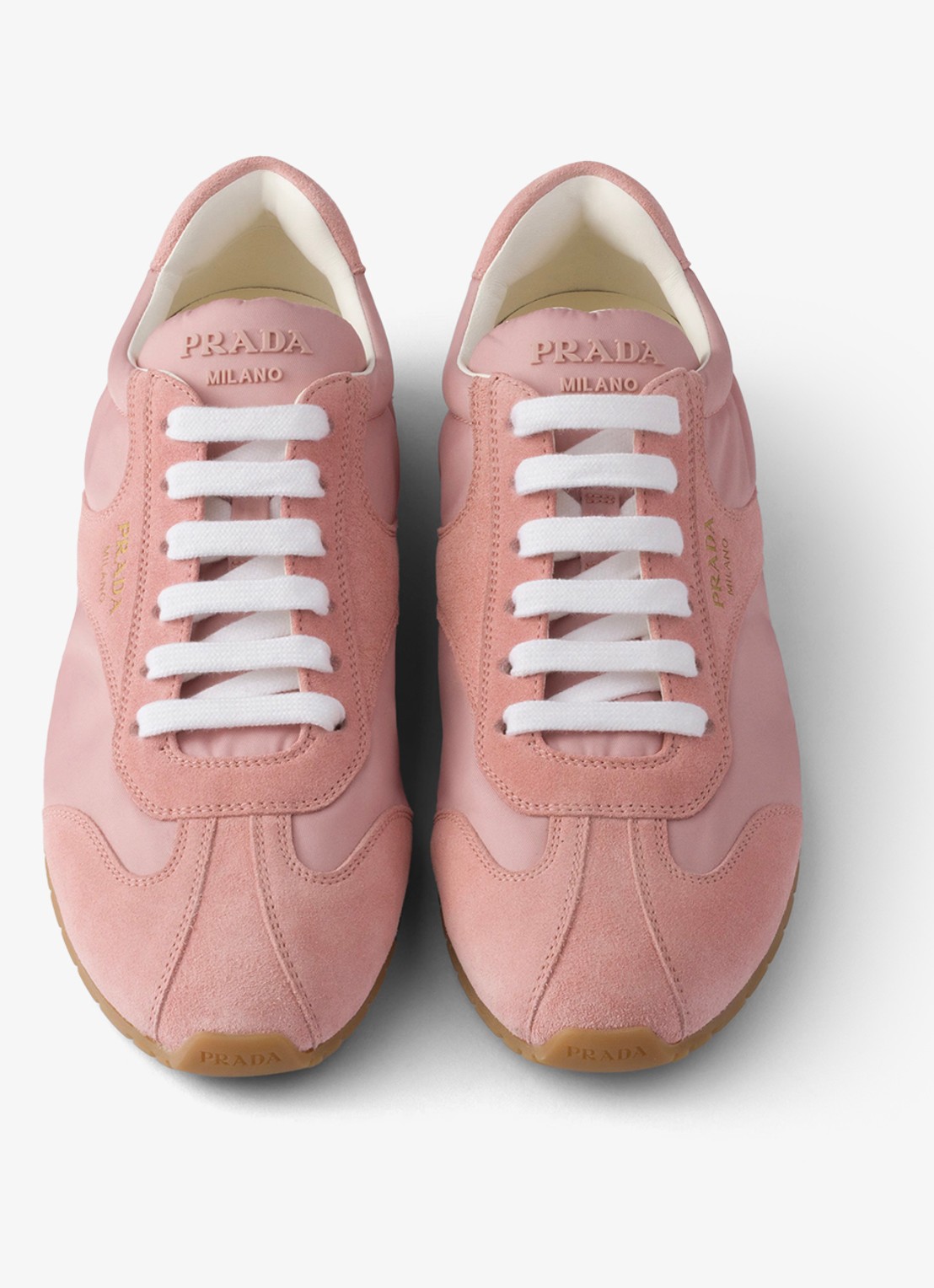 Prada Re-Nylon sneaker met suède details - detail 2 oudroze