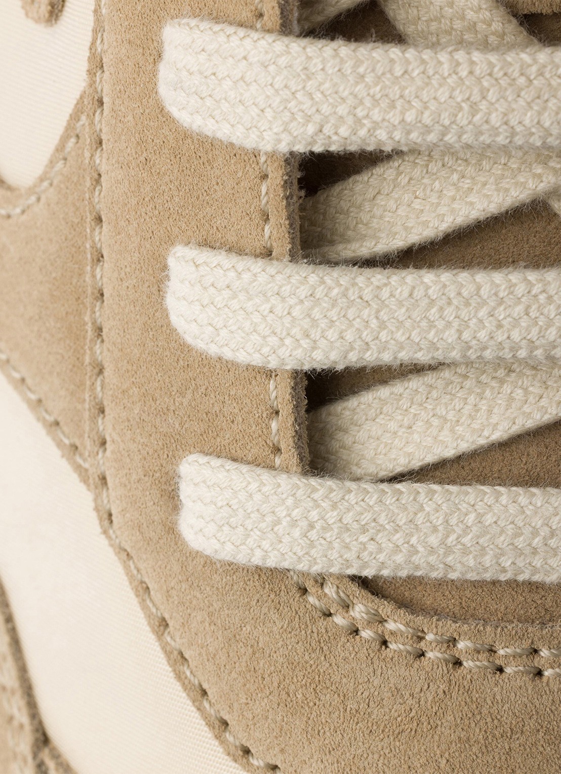 Prada Re-Nylon sneaker met suède details - detail 6 beige
