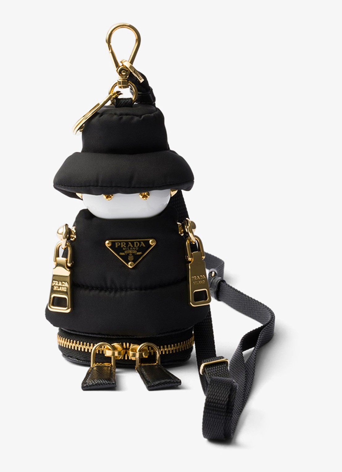 Prada Re-Nylon Soft Robot tasbedel - voorkant zwart