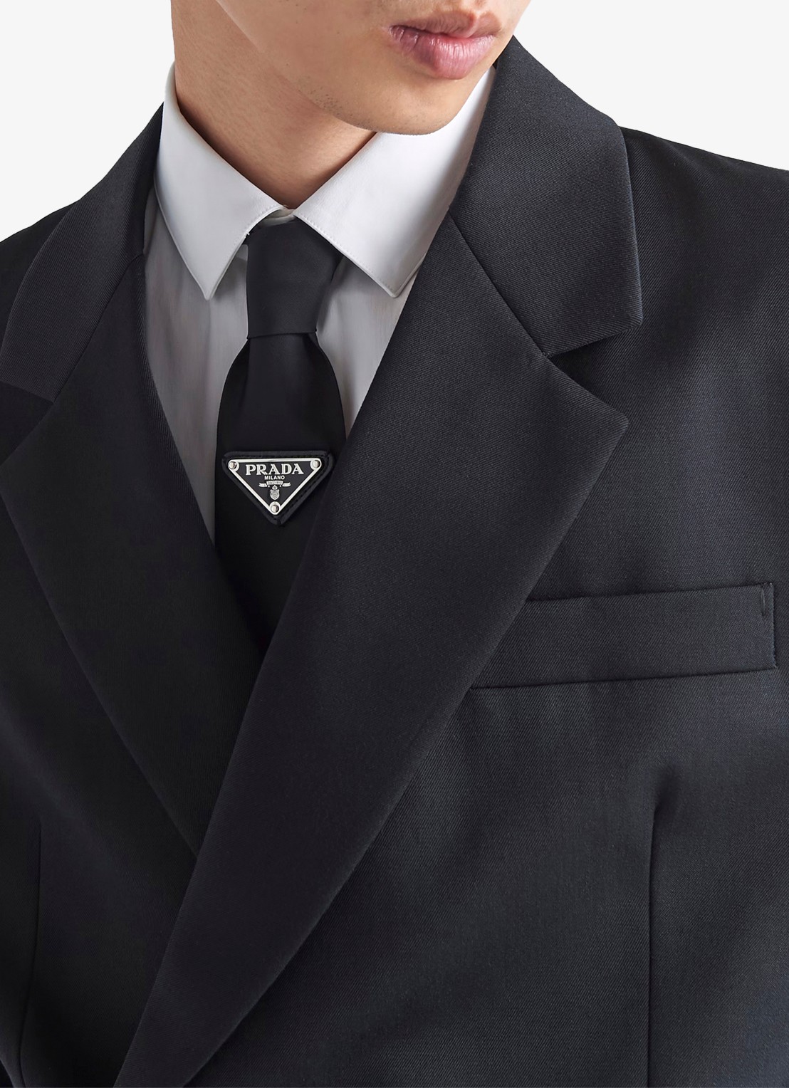 Prada Re-Nylon stropdas met logo - voorkant 3 zwart