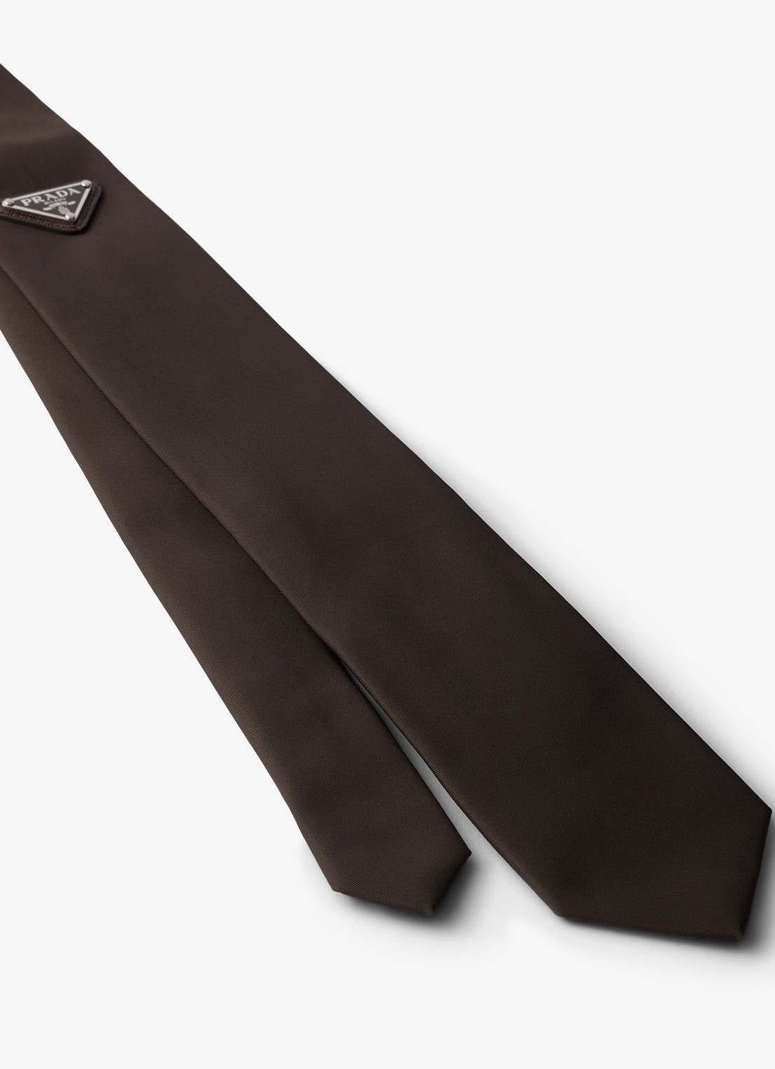 Prada Re-Nylon stropdas met logo - detail 3 donkerbruin