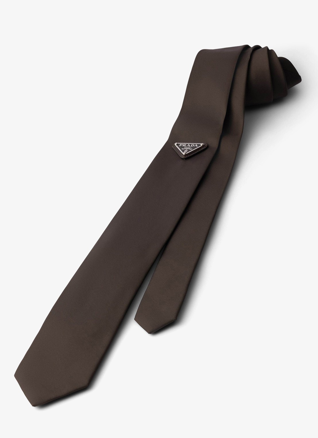 Prada Re-Nylon stropdas met logo - detail 4 donkerbruin