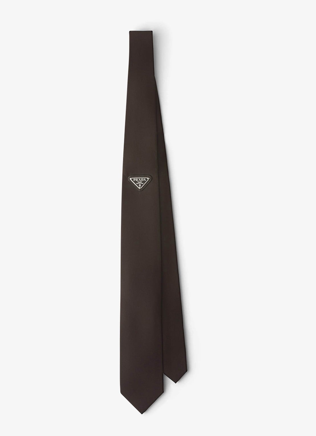 Prada Re-Nylon stropdas met logo - voorkant donkerbruin