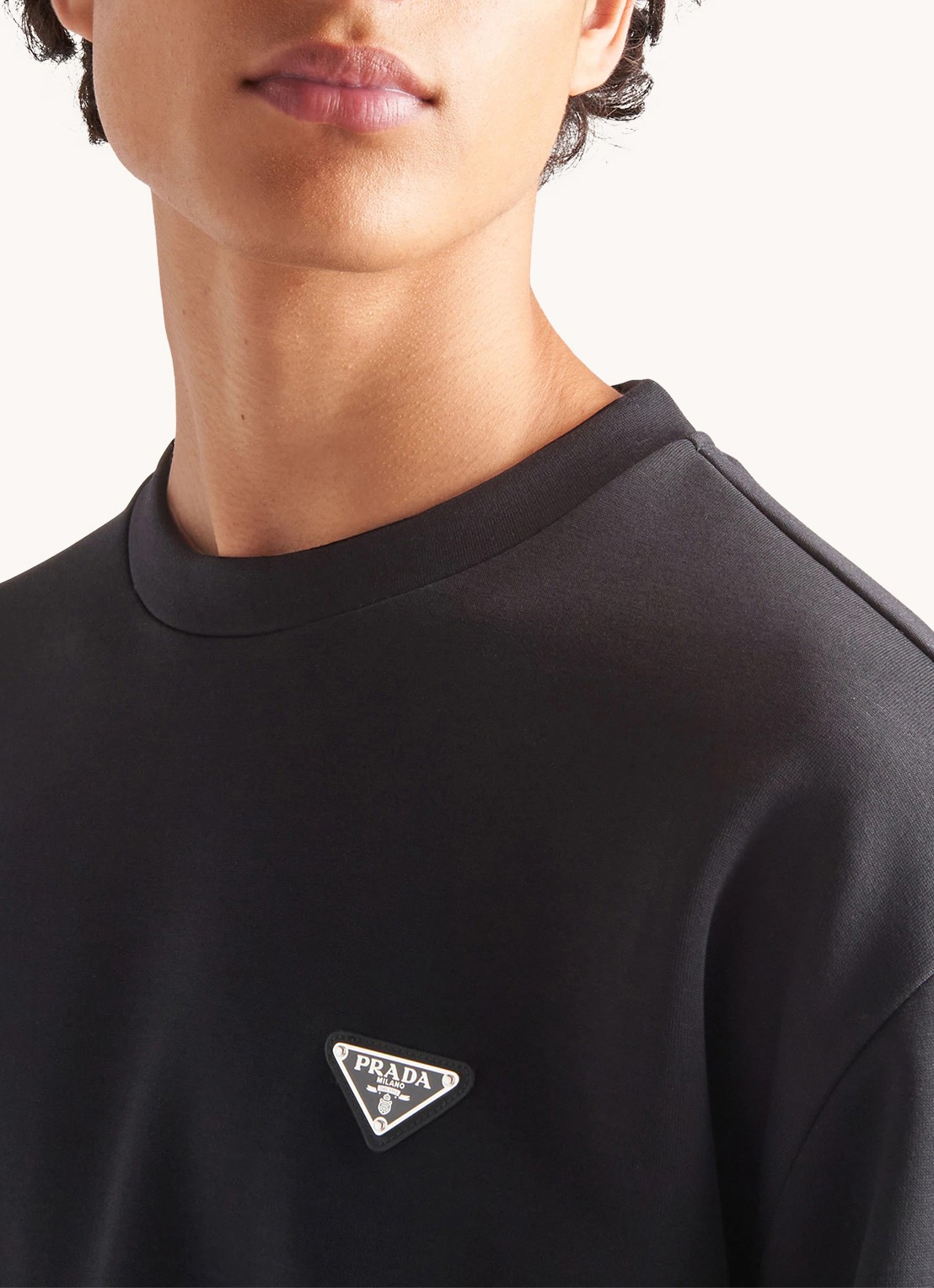 Prada Re-Nylon sweater met logo - detail 4 zwart