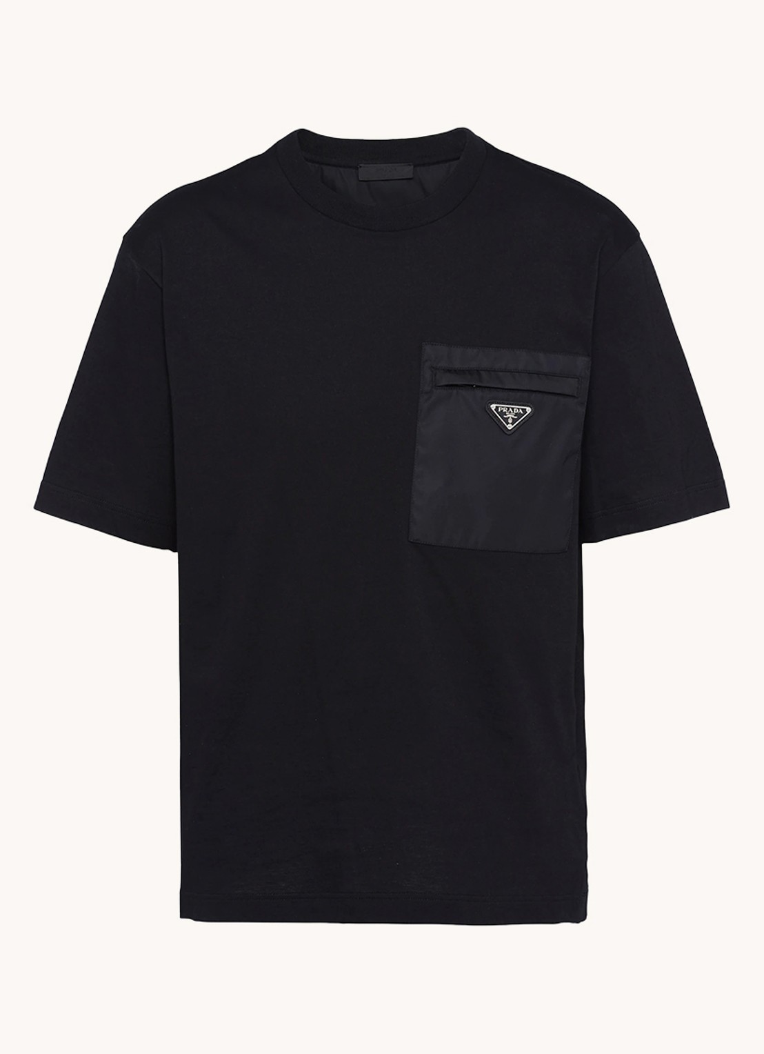 Prada Re-Nylon T-shirt met borstzak en logo - voorkant 4 zwart