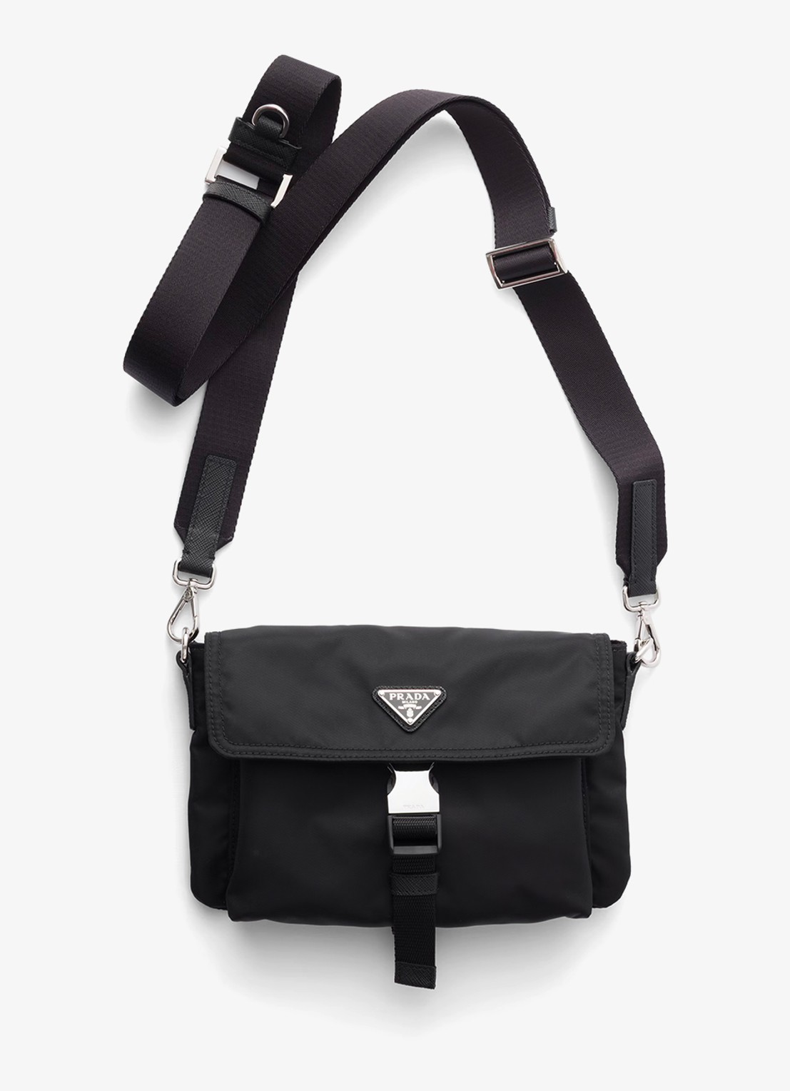 Prada Re-Nylon telefoonhoesje met afneembare schouderriem - voorkant 2 zwart