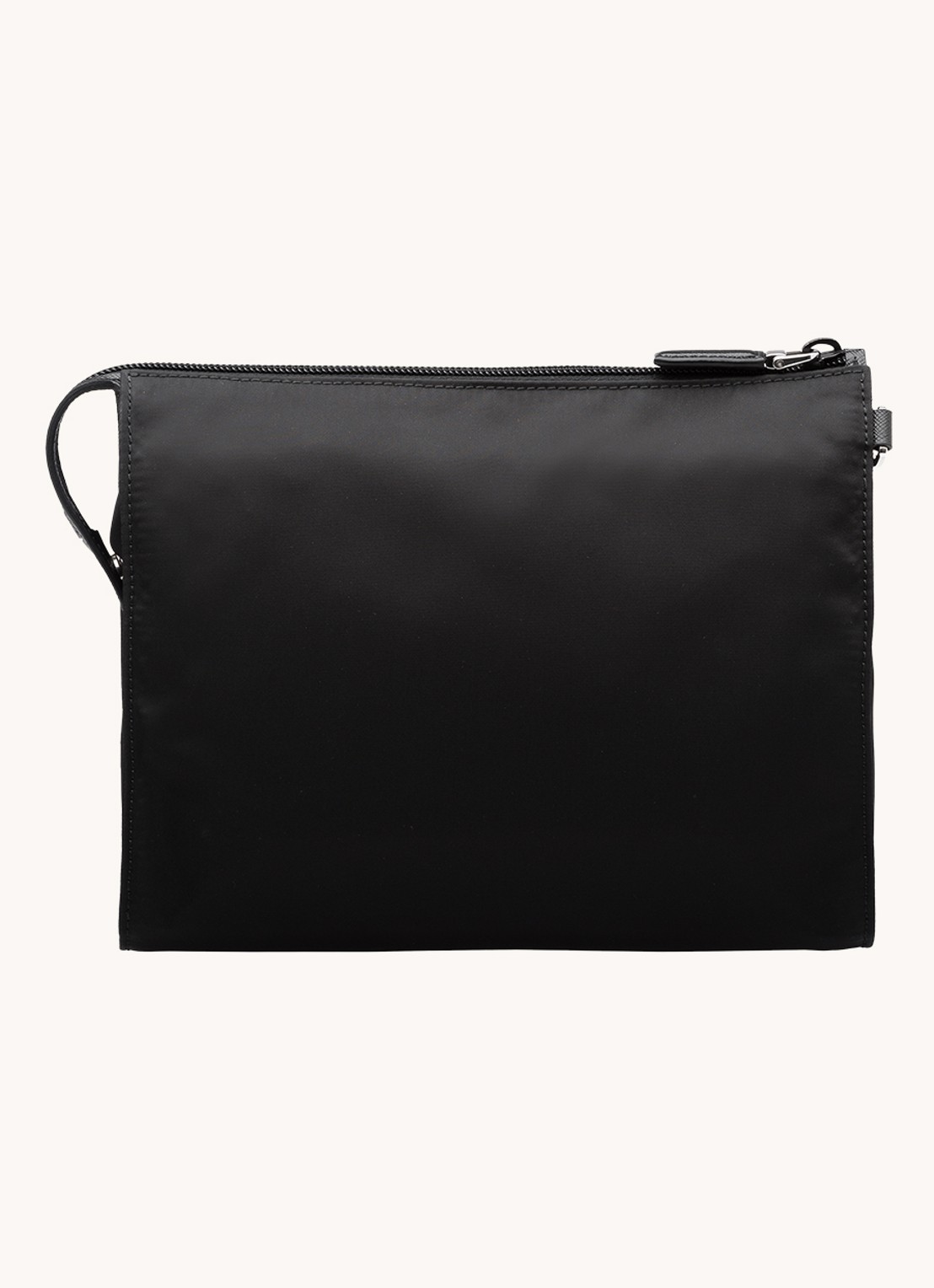 Prada Re-Nylon toilettas met kalfsleren details - achterkant 3 diepzwart