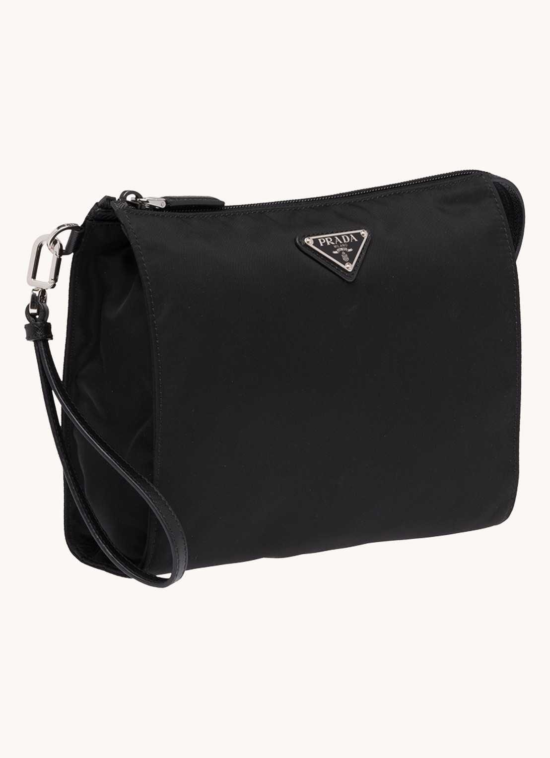 Prada Re-Nylon toilettas met kalfsleren details - voorkant 2 diepzwart