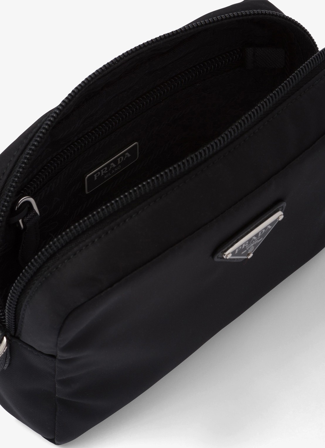 Prada Re-Nylon toilettas met leren details en logo - detail 4 zwart