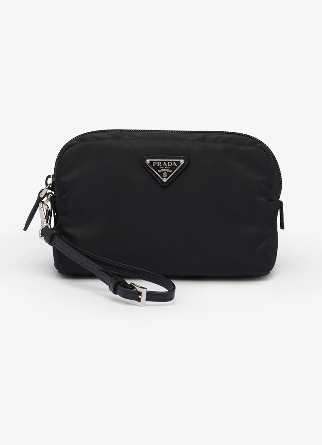 Prada Re-Nylon toilettas met leren details en logo - voorkant 2 zwart