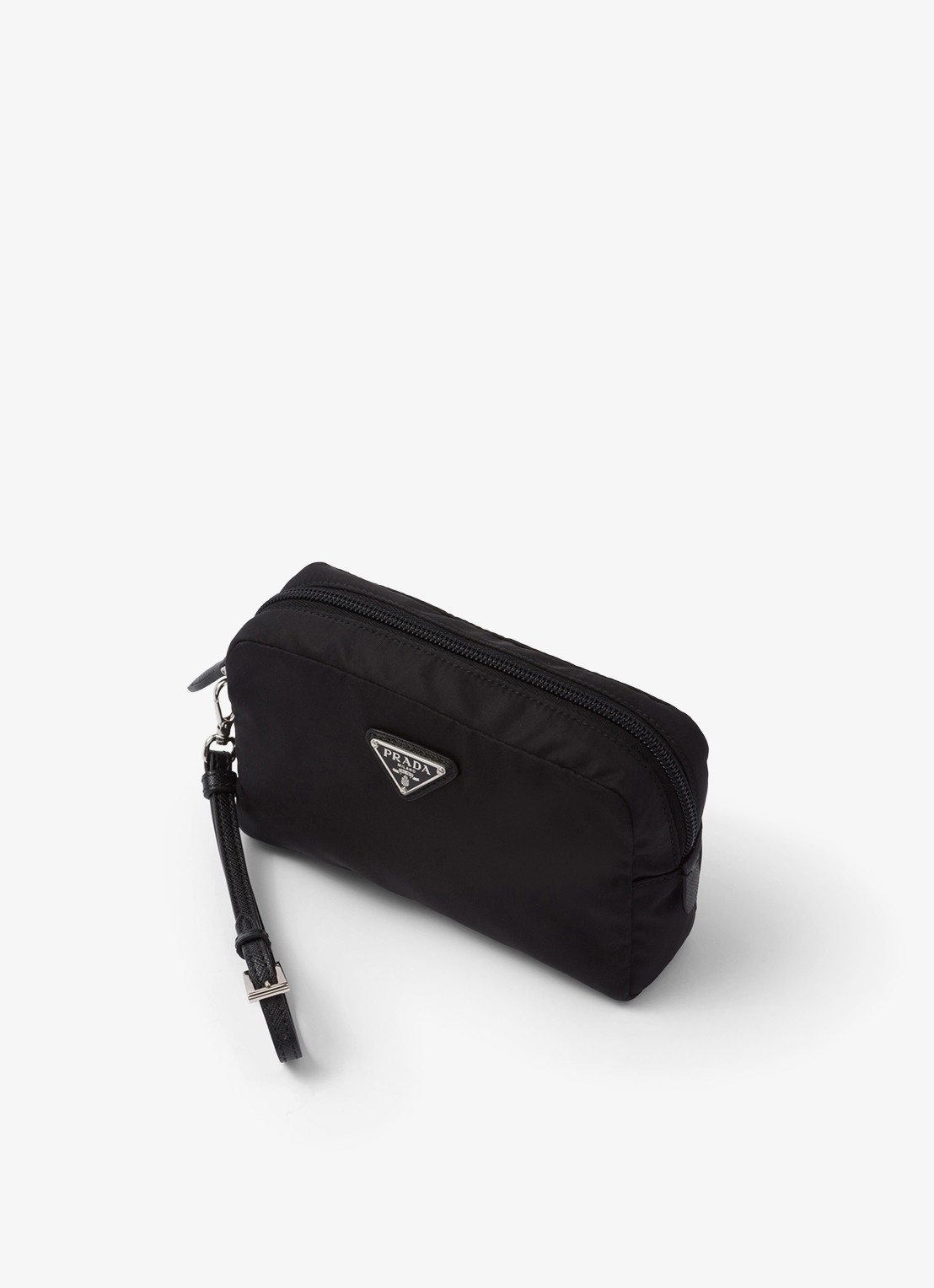 Prada Re-Nylon toilettas met leren details en logo - voorkant 3 zwart