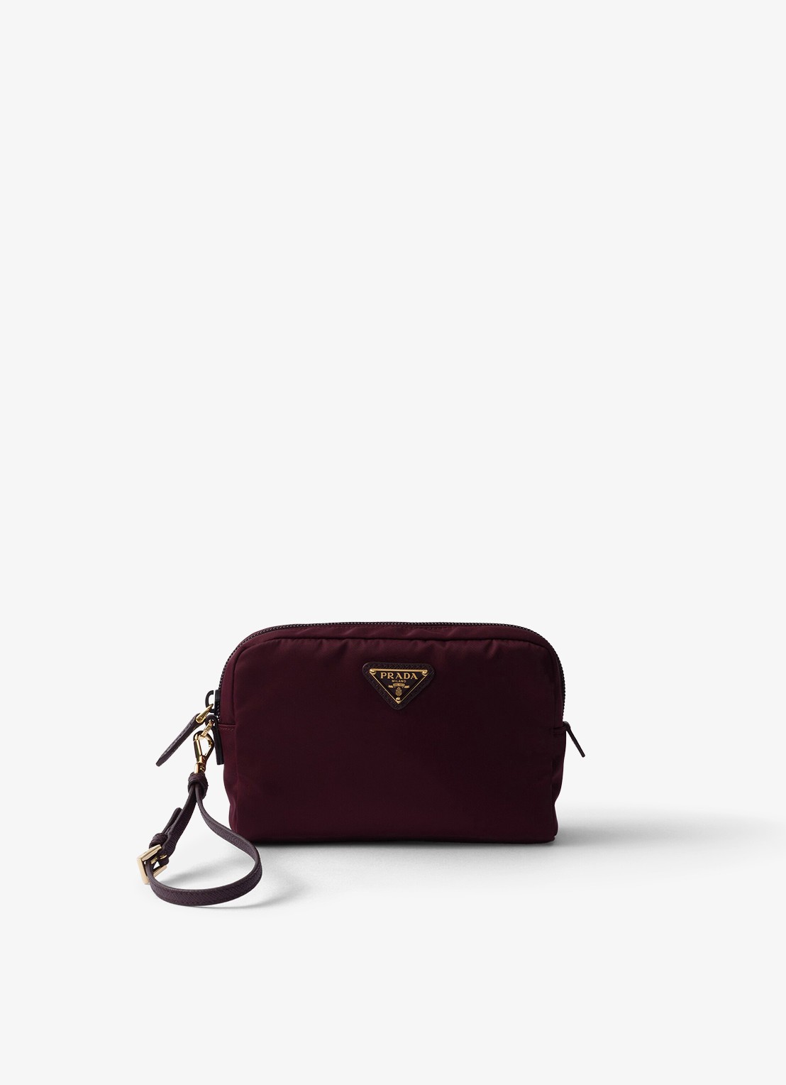 Prada Re-Nylon toilettas met leren details en logo - voorkant bordeauxrood