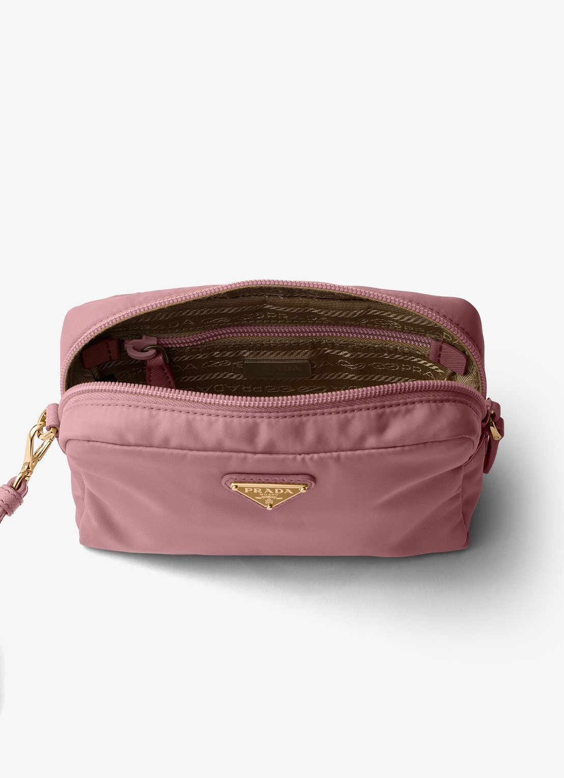 Prada Re-Nylon toilettas met leren details en logo - detail 4 oudroze