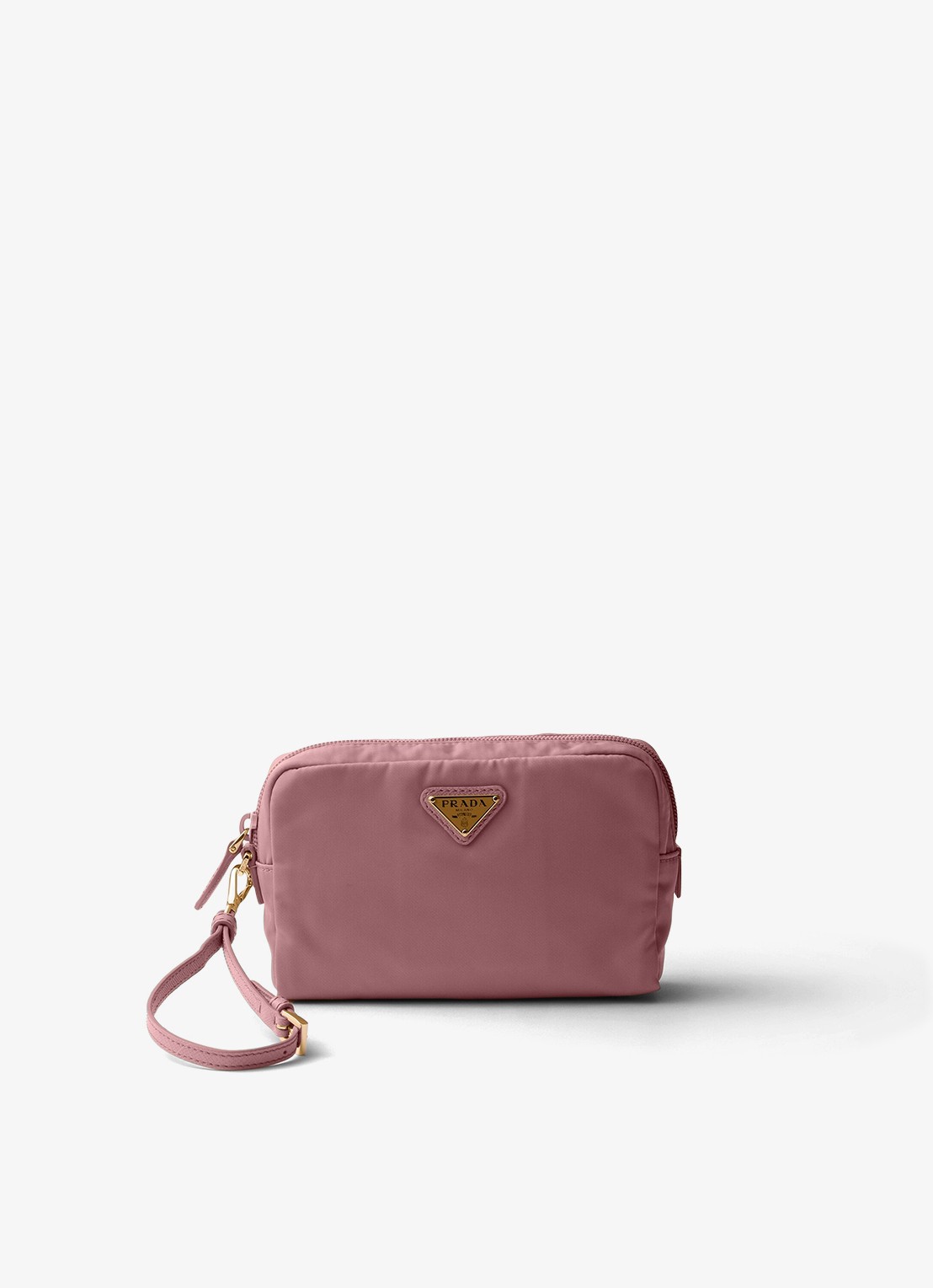Prada Re-Nylon toilettas met leren details en logo - voorkant oudroze