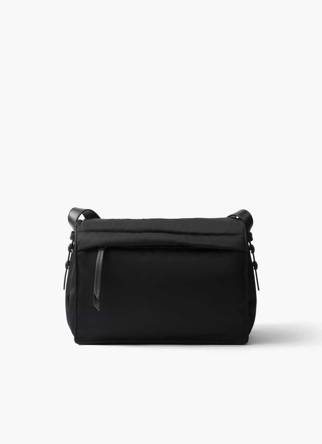 Prada Re-Nylon Traveller Medium crossbodytas met leren details - achterkant 3 zwart