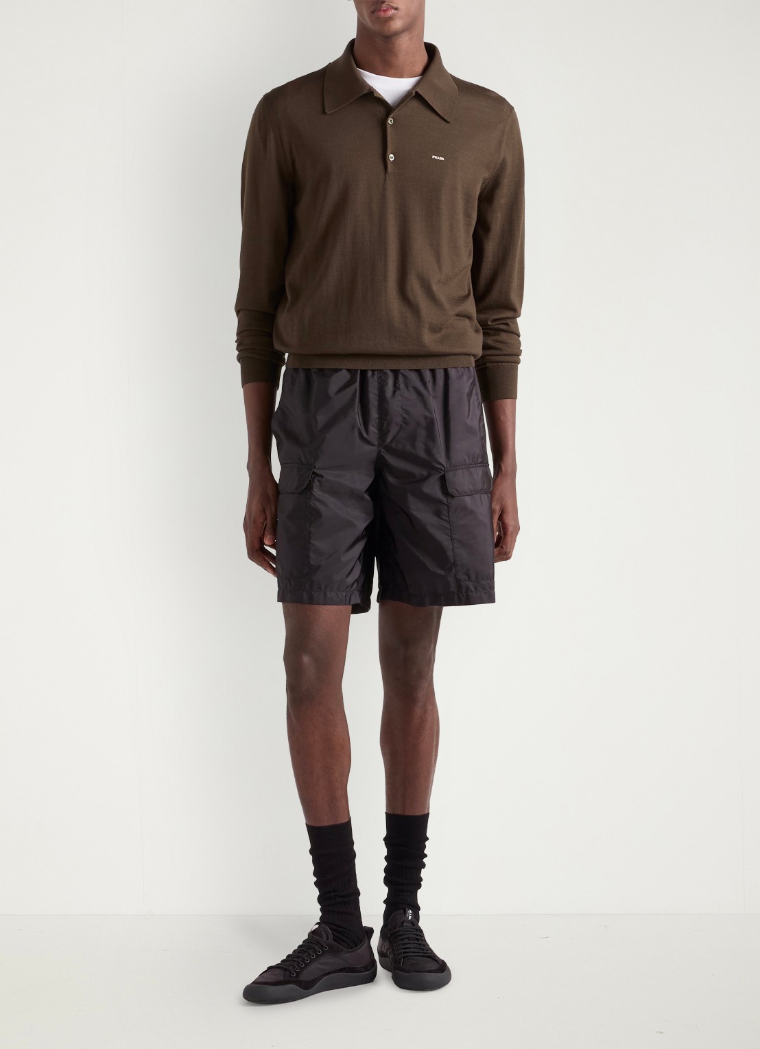 Prada Re-Nylon zwemshorts met klepzakken - voorkant 5 zwart