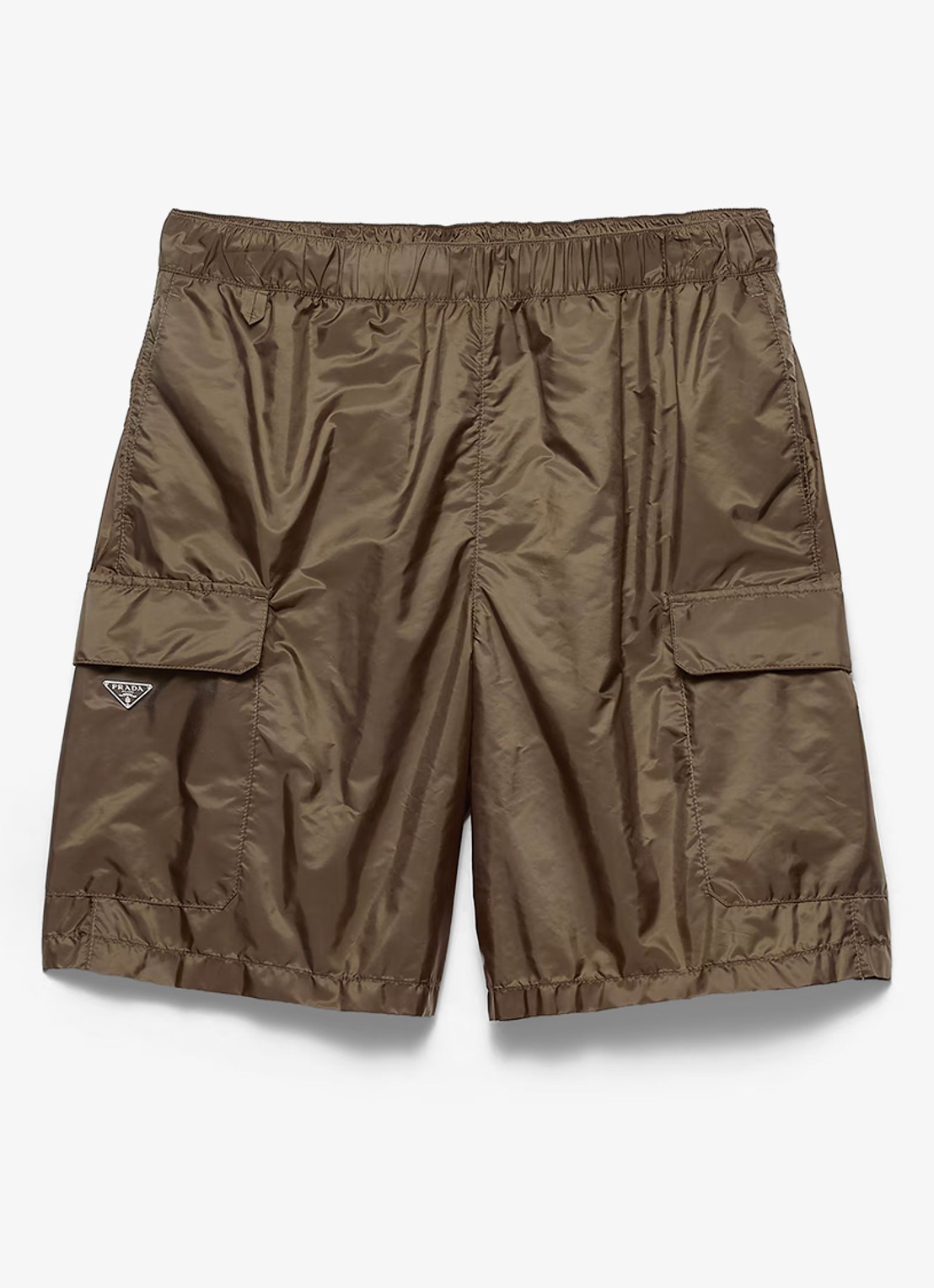 Prada Re-Nylon zwemshorts met klepzakken - voorkant bronsgroen