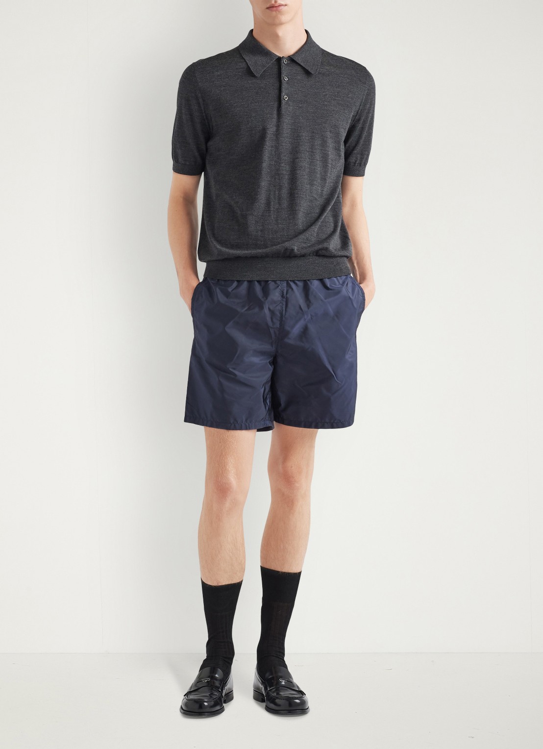 Prada Re-Nylon zwemshorts met steekzakken - voorkant 3 donkerblauw
