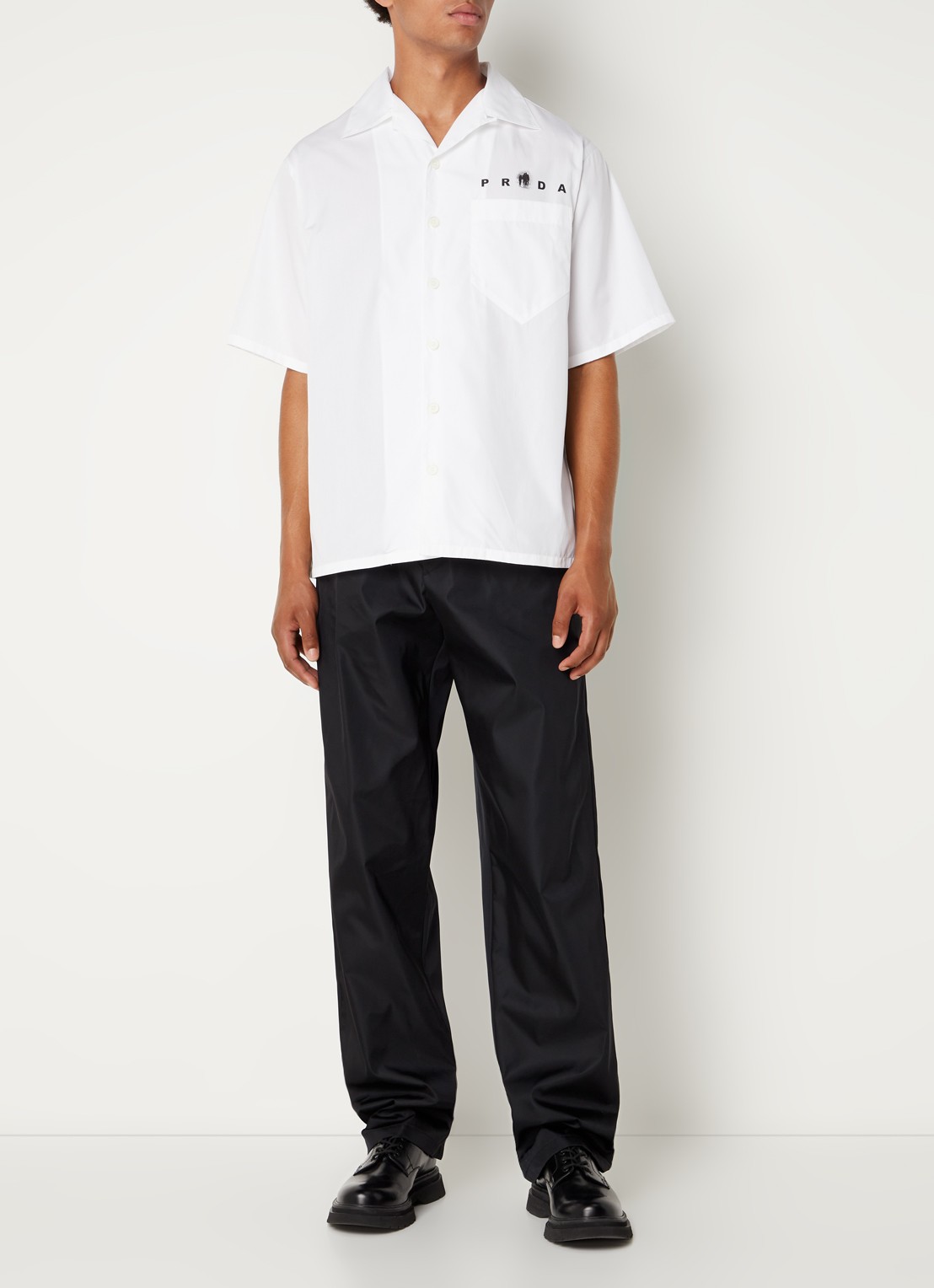 Prada Regular fit overhemd met logo- en backprint  - voorkant 2 wit