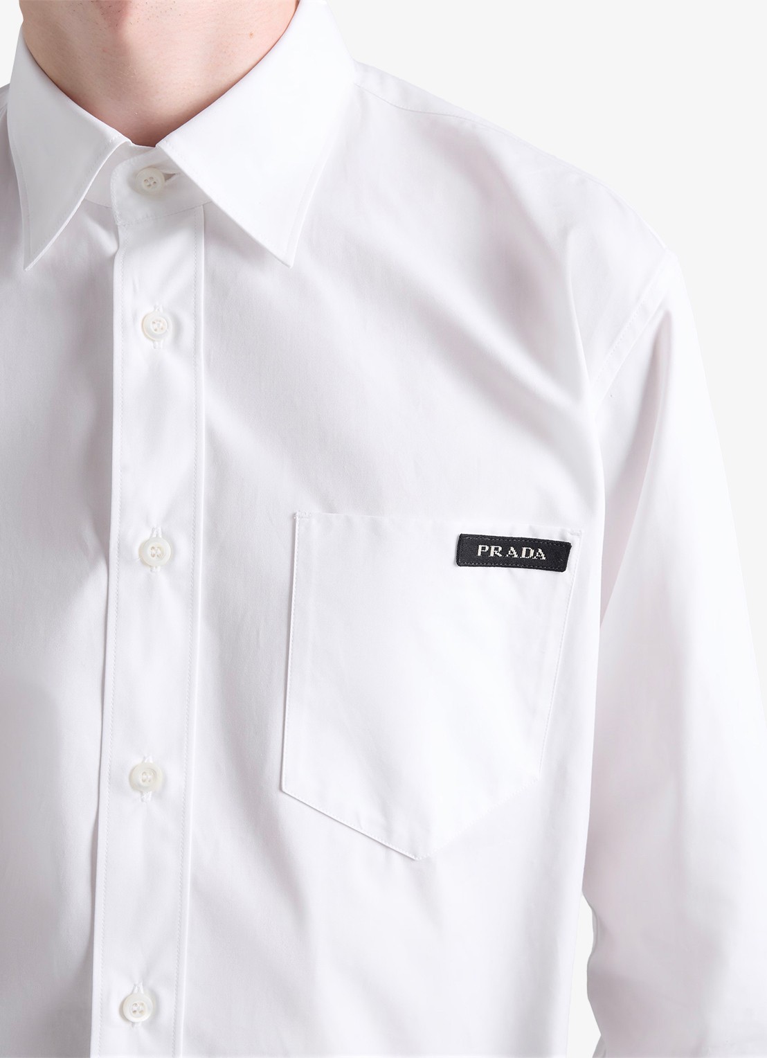 Prada Regular fit overhemd met logo en borstzak - detail 4 wit