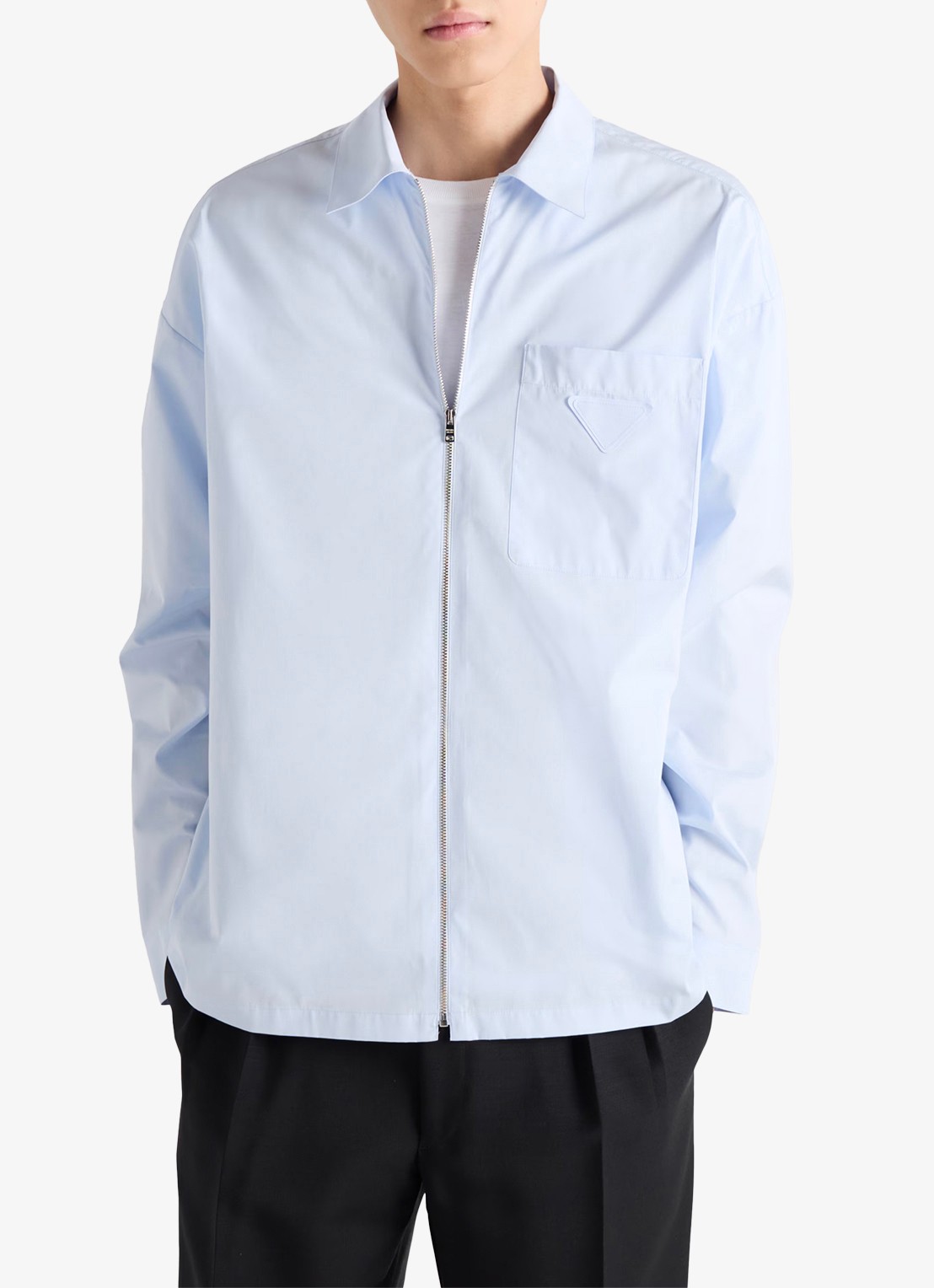 Prada Regular fit overshirt met borstzak - detail 4 lichtblauw