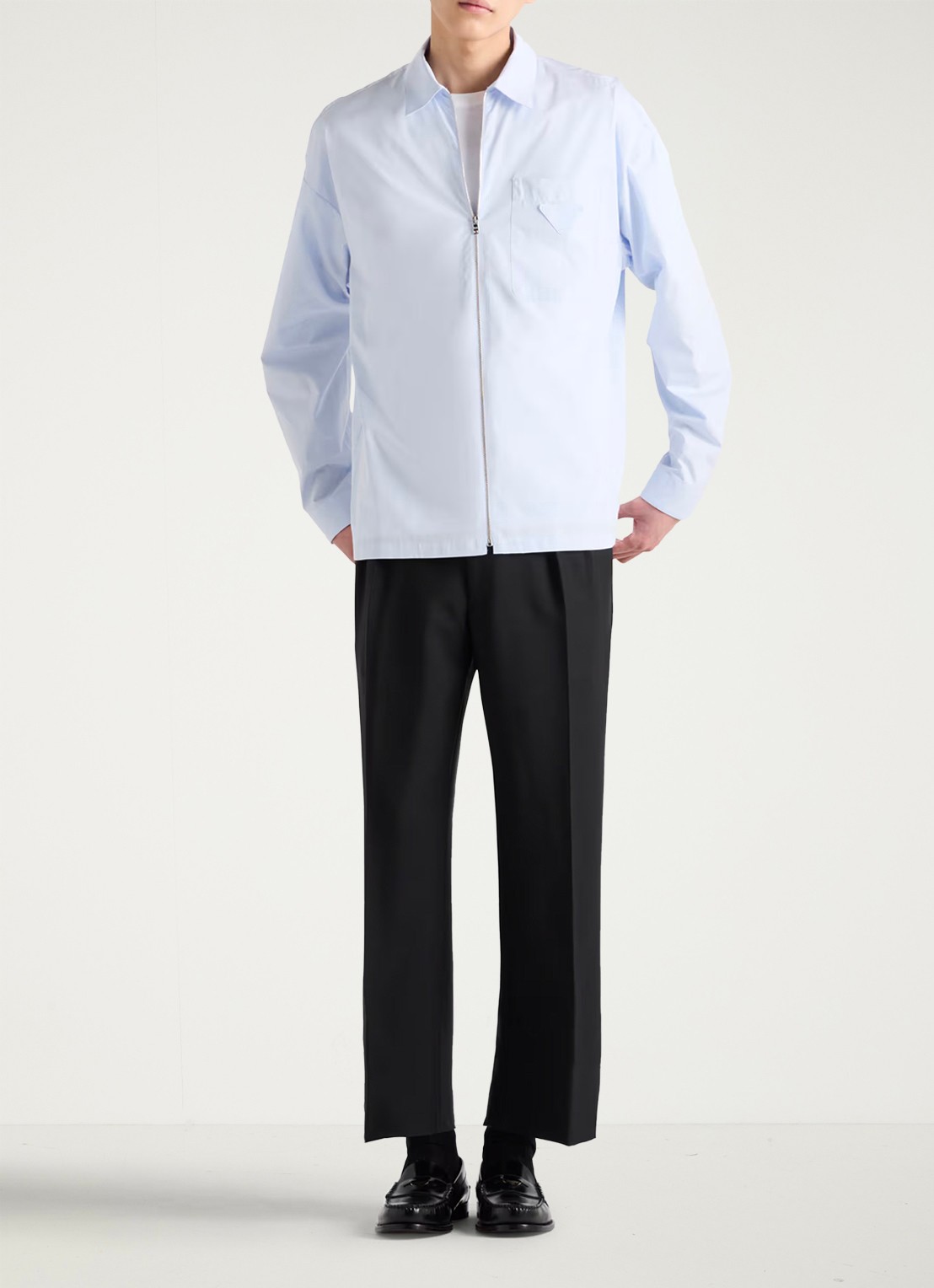 Prada Regular fit overshirt met borstzak - voorkant 3 lichtblauw