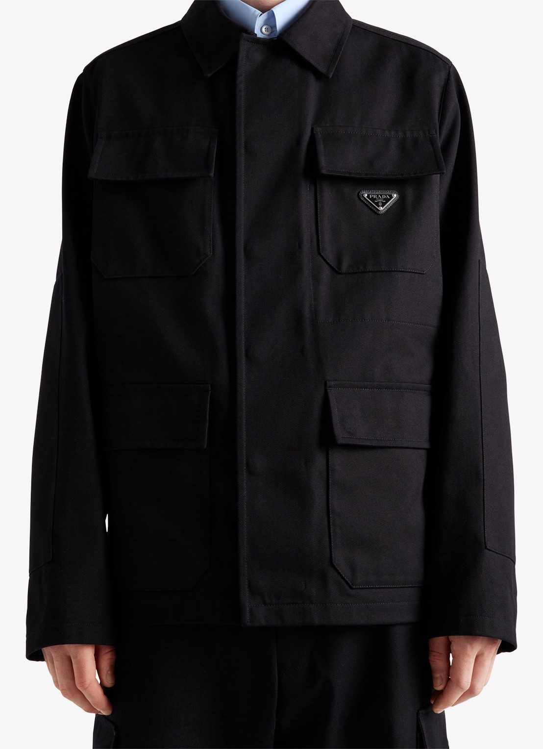 Prada Regular fit overshirt met klepzakken - detail 4 zwart