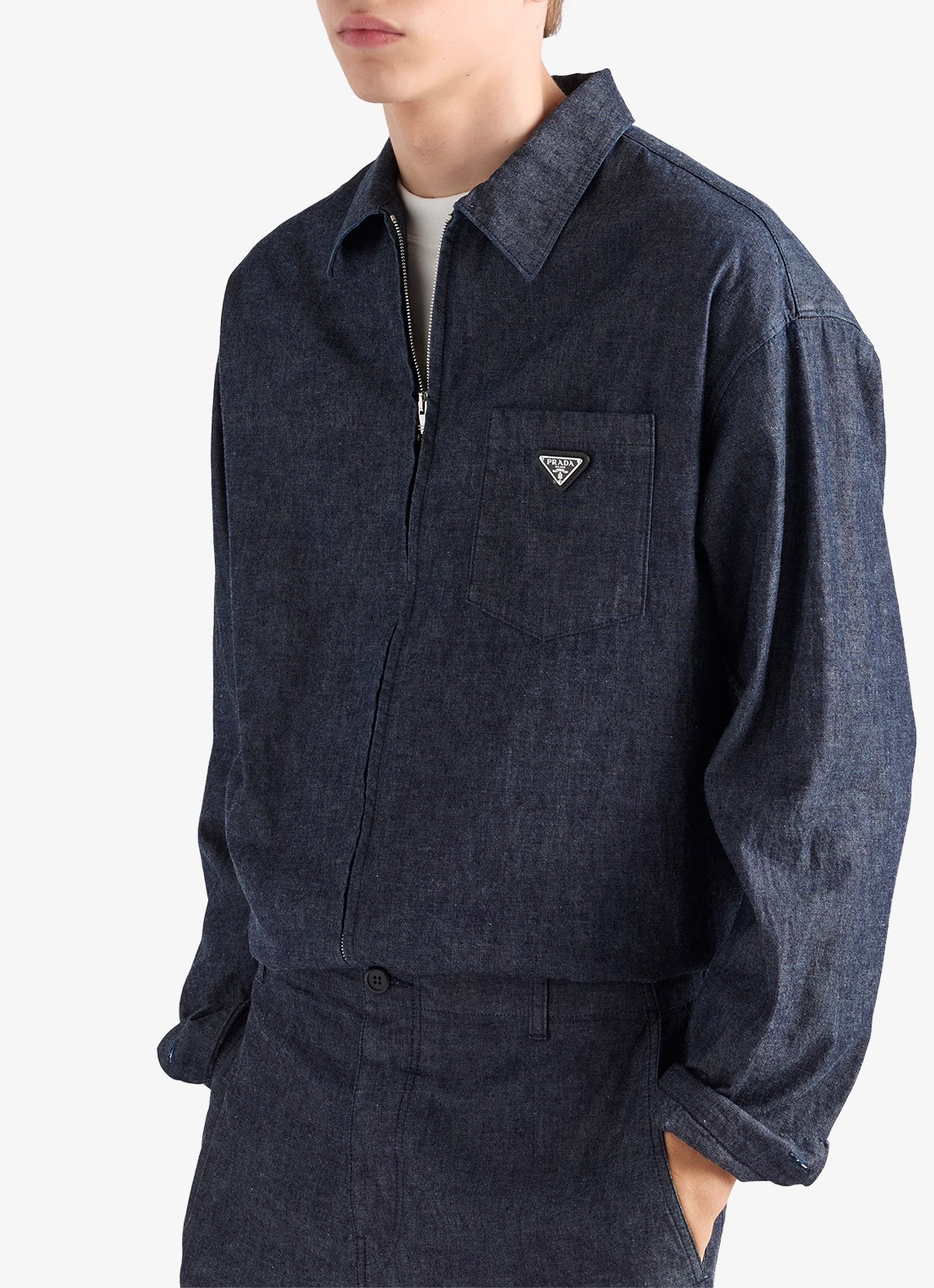 Prada Regular fit overshirt van chambray - detail 4 blauw