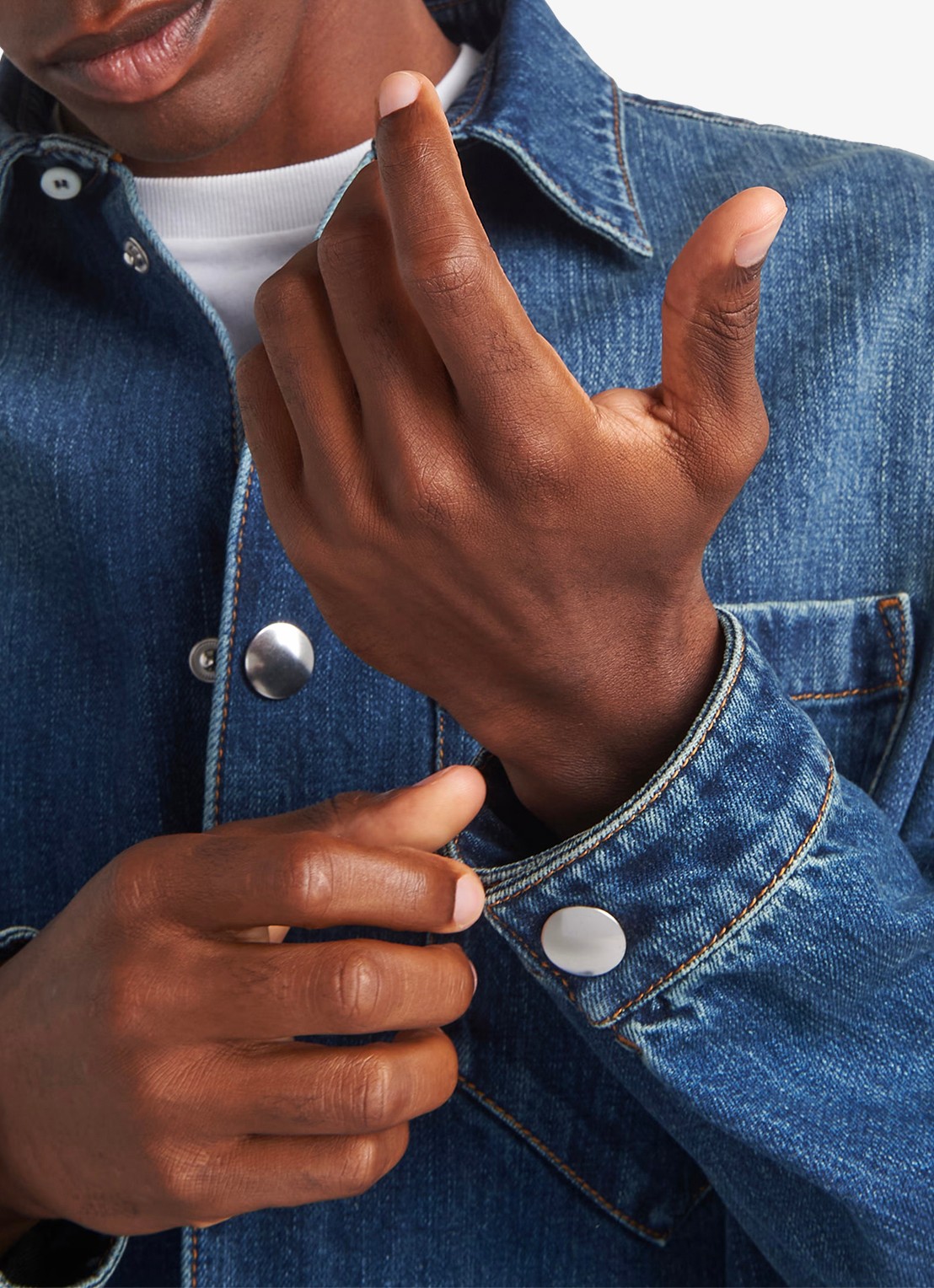 Prada Regular fit overshirt van denim met borstzak - detail 5 indigo