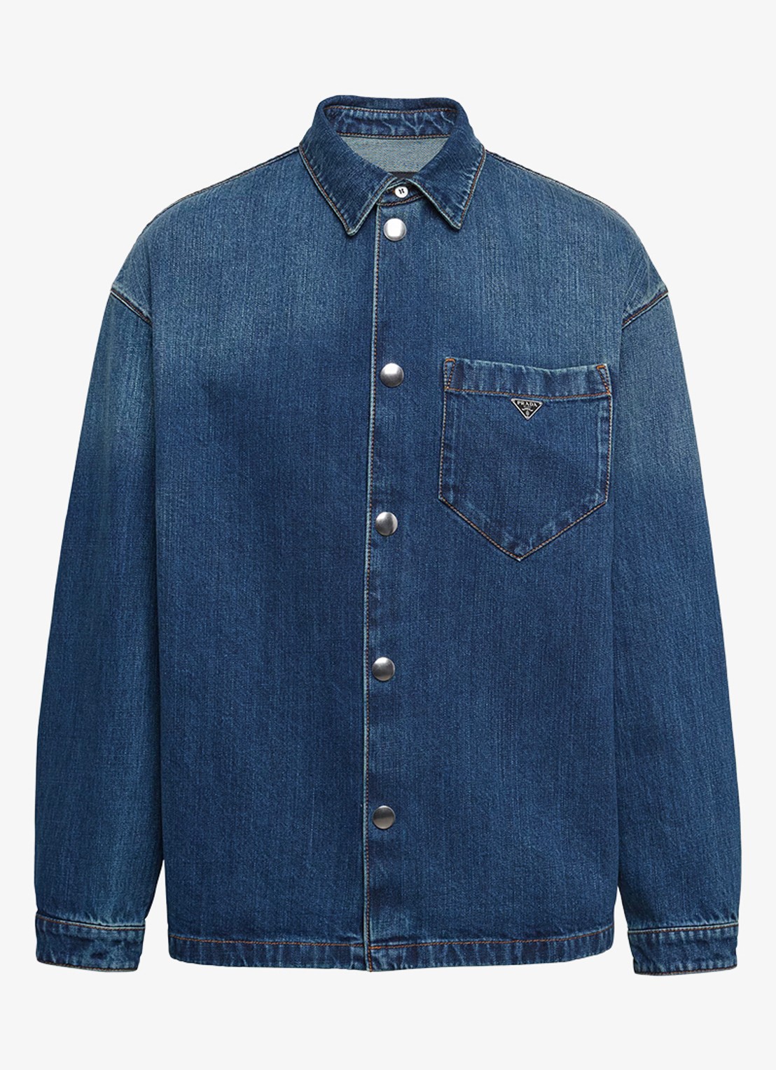 Prada Regular fit overshirt van denim met borstzak - voorkant 2 indigo
