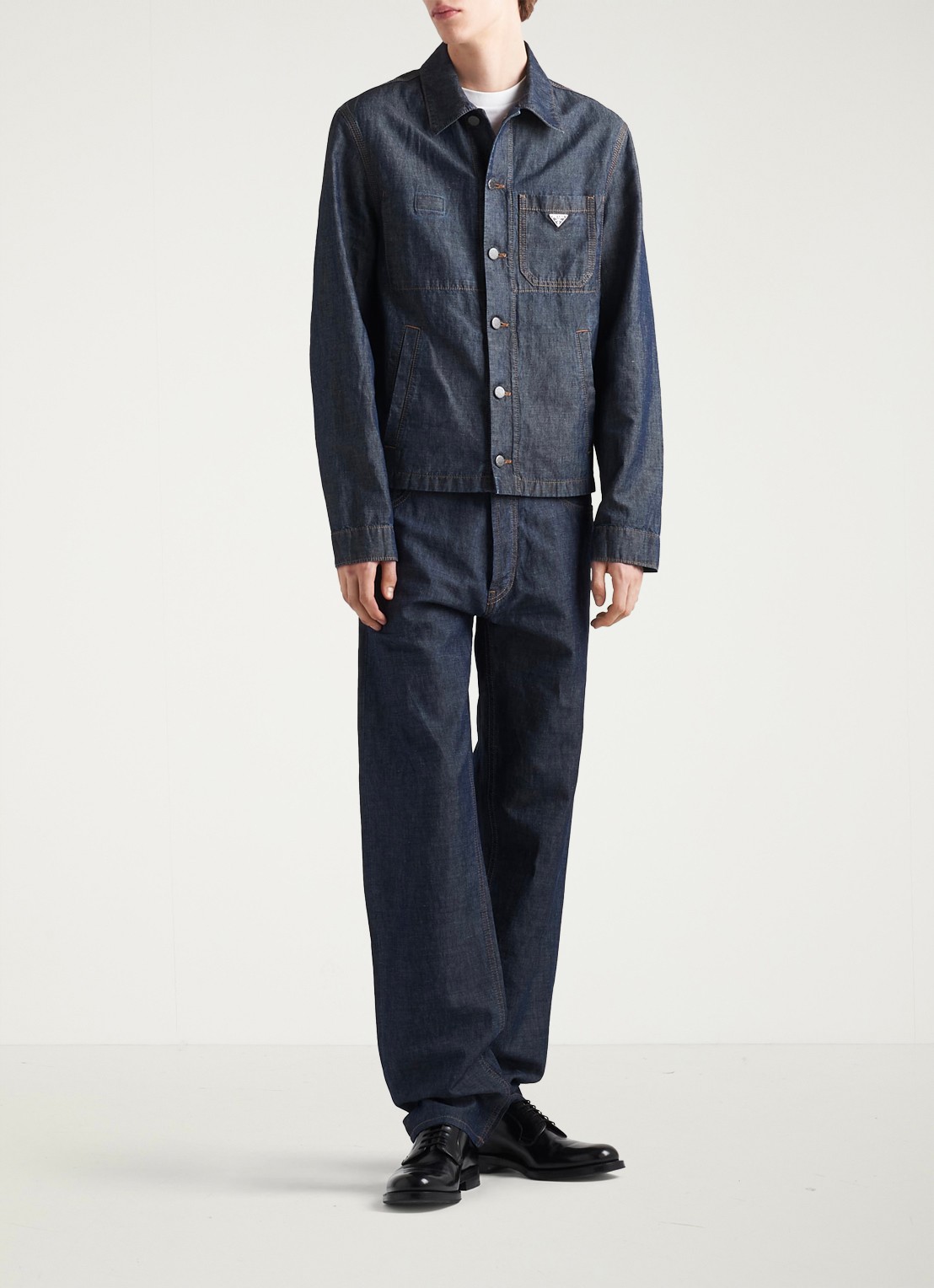 Prada Regular fit overshirt van denim met steekzakken - voorkant 2 indigo
