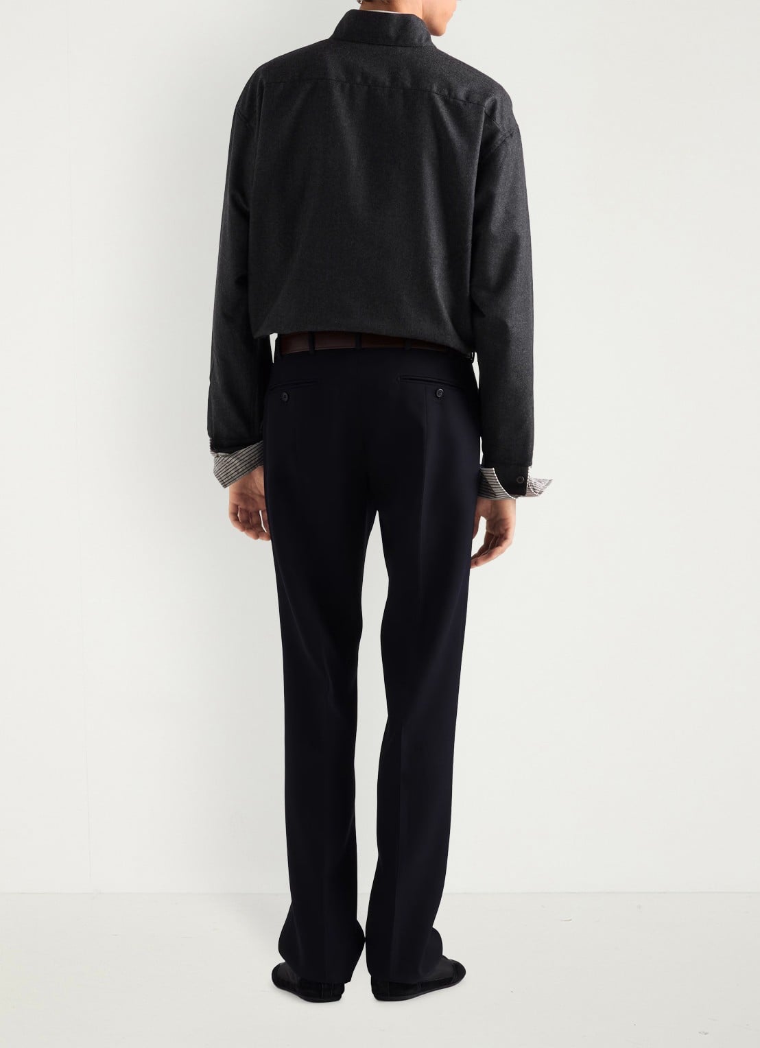 Prada Regular fit overshirt van scheerwol - achterkant 6 donkergrijs