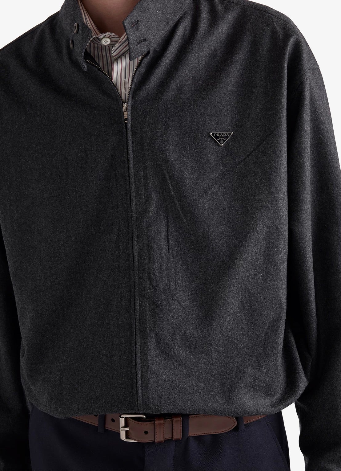 Prada Regular fit overshirt van scheerwol - detail 2 donkergrijs