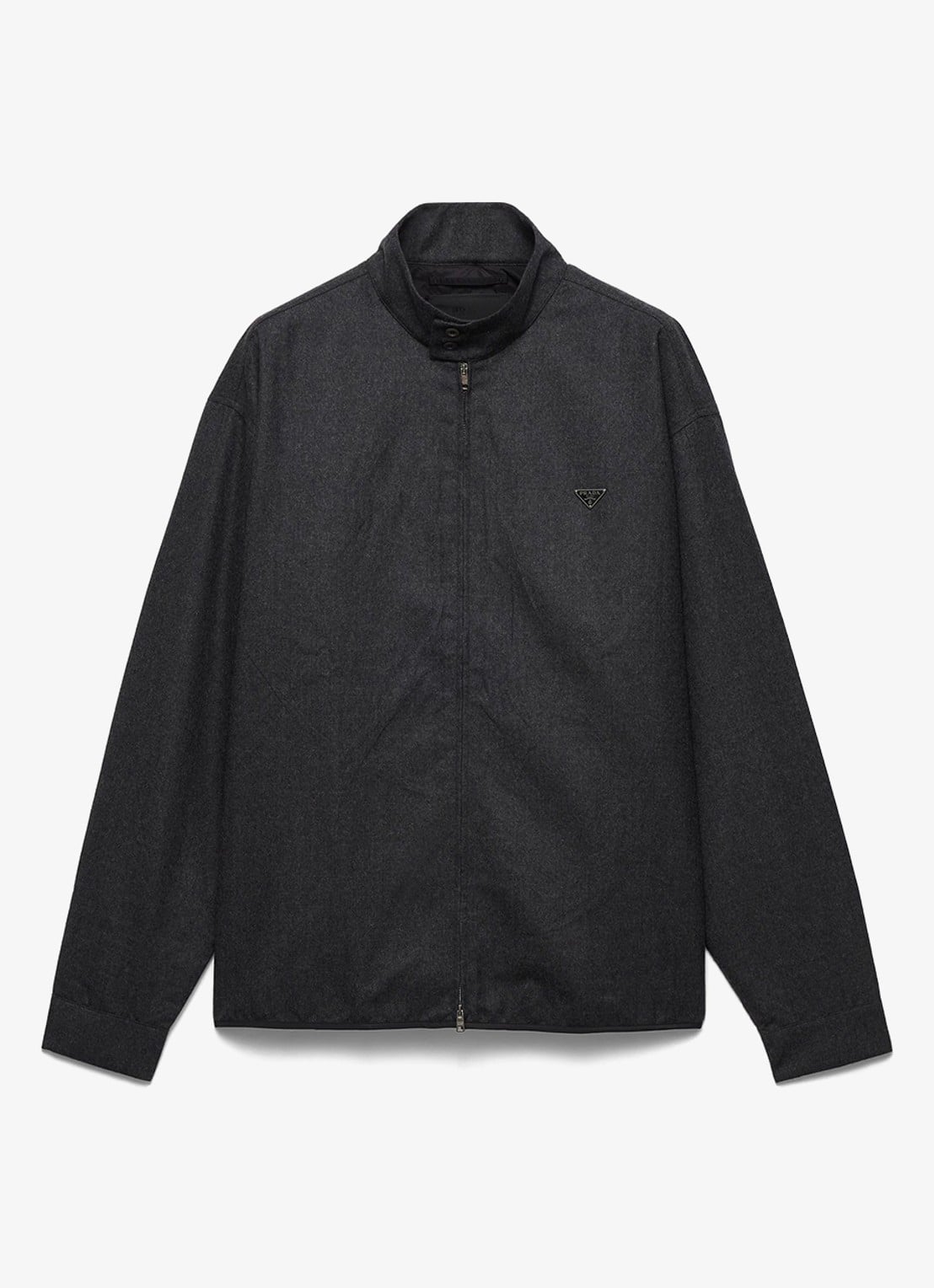 Prada Regular fit overshirt van scheerwol - voorkant 5 donkergrijs