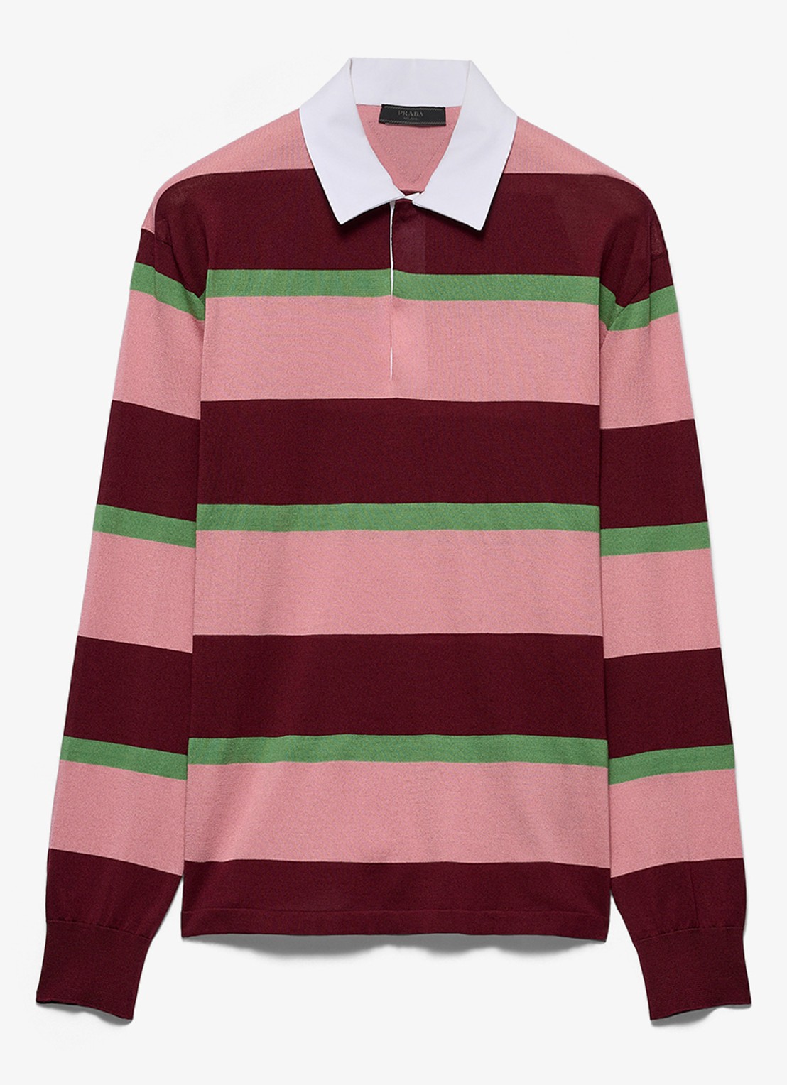 Prada Regular fit polo in zijdeblend met streepprint - voorkant 5 bordeauxrood
