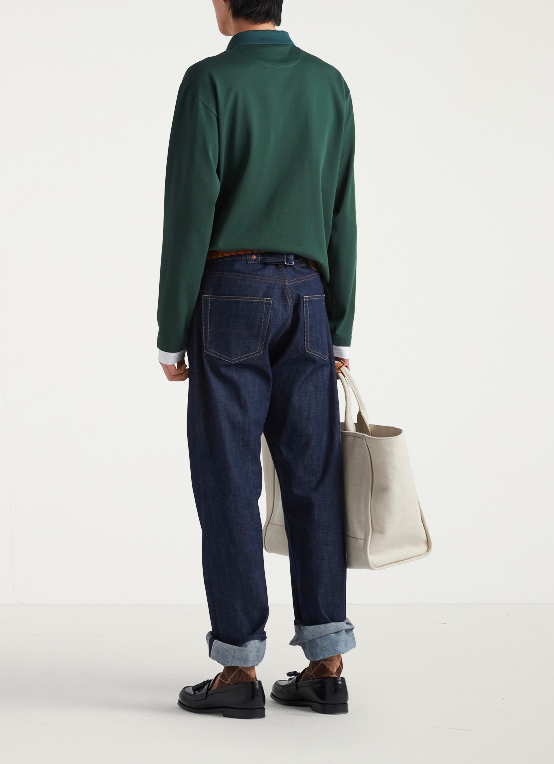Prada Regular fit polo met contrast - achterkant 3 donkergroen