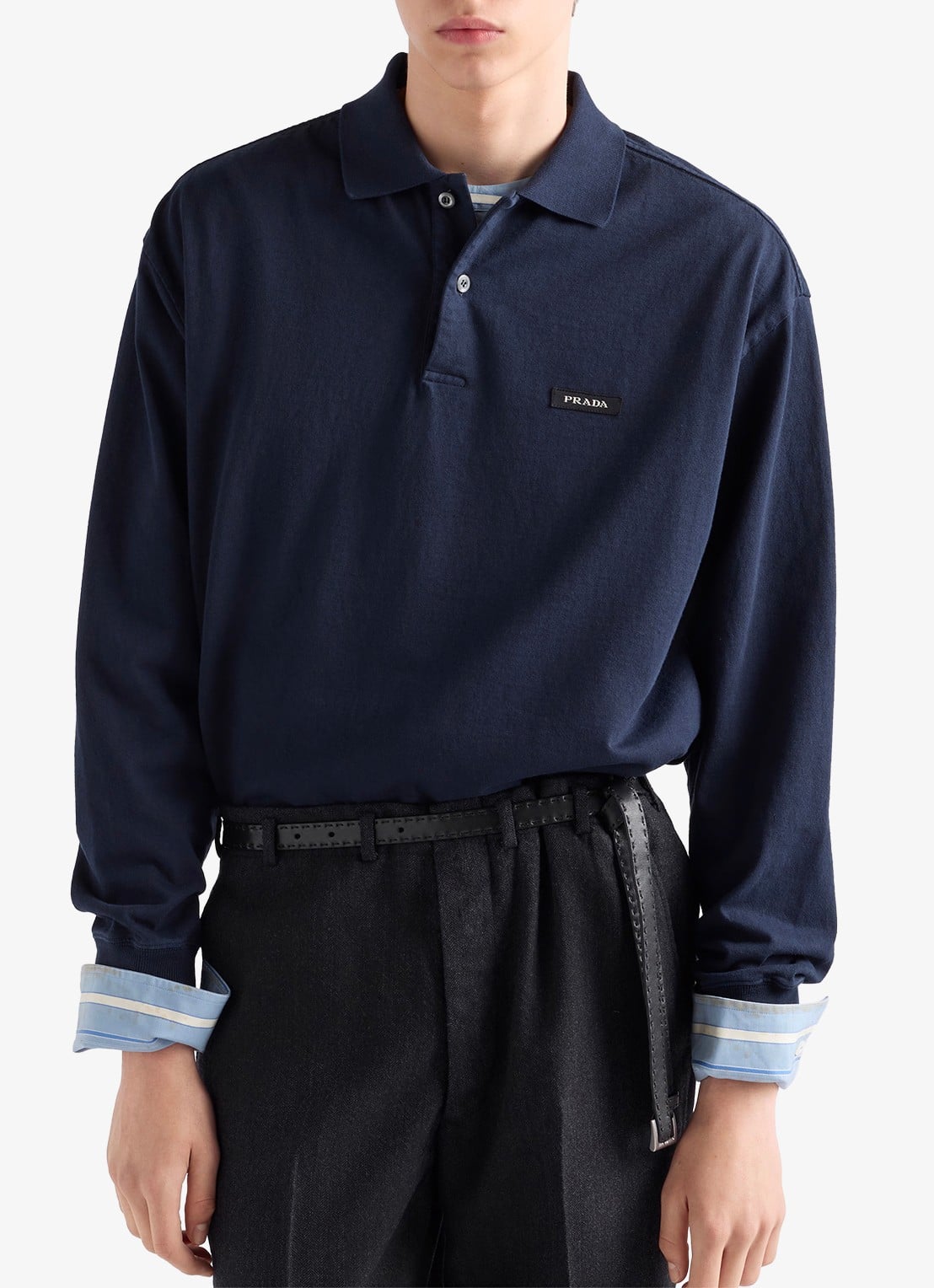 Prada Regular fit polo met logo - detail indigo