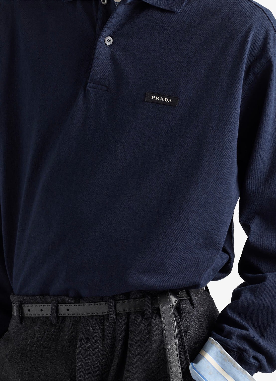 Prada Regular fit polo met logo - detail 2 indigo