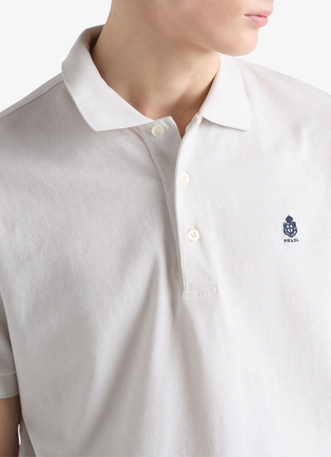 Prada Regular fit polo met logoborduring - detail 2 wit