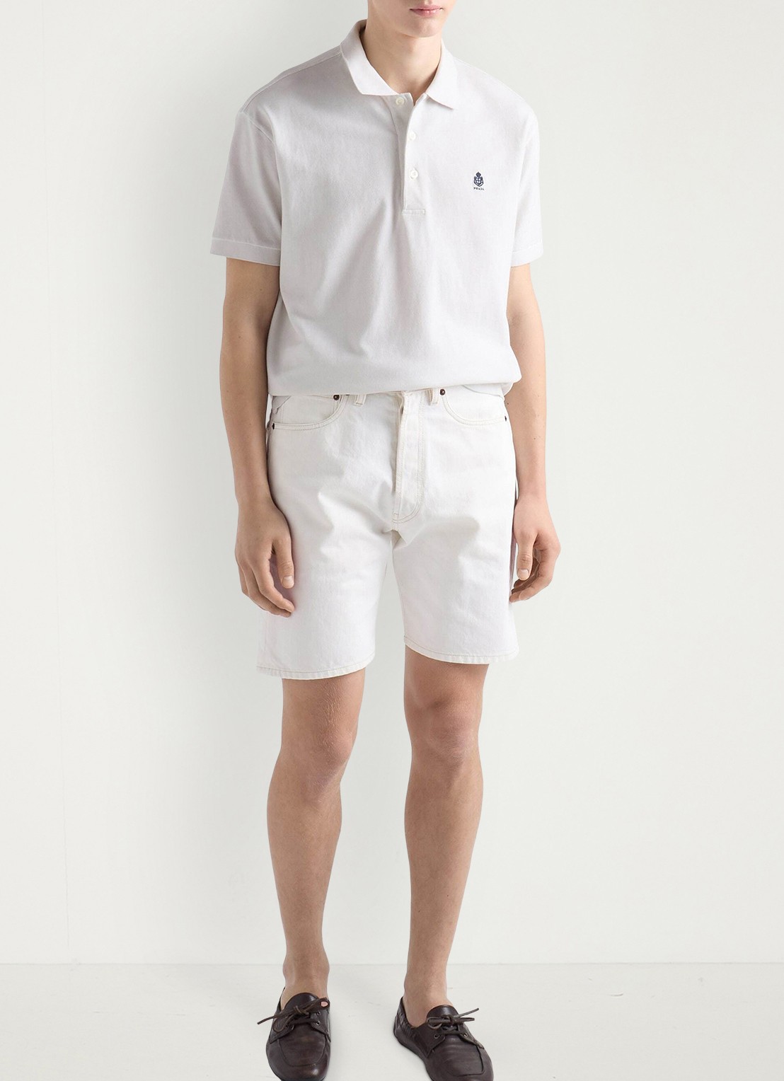 Prada Regular fit polo met logoborduring - voorkant 6 wit