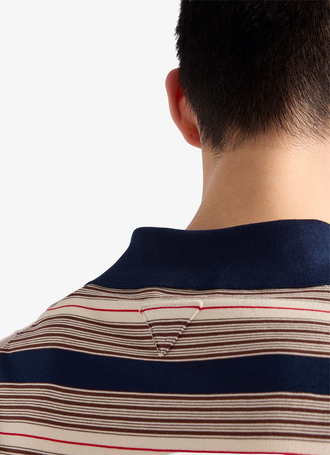 Prada Regular fit polo met streepprint - detail 5 donkerblauw