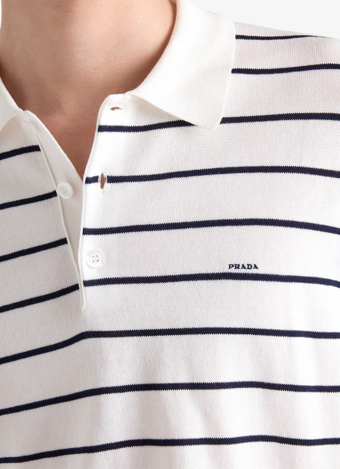 Prada Regular fit polo met streepprint - detail 5 wit