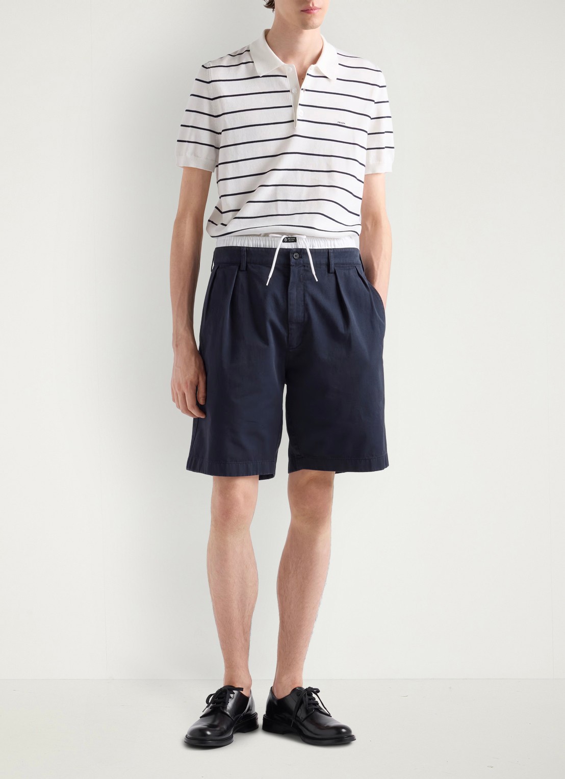 Prada Regular fit polo met streepprint - voorkant 3 wit