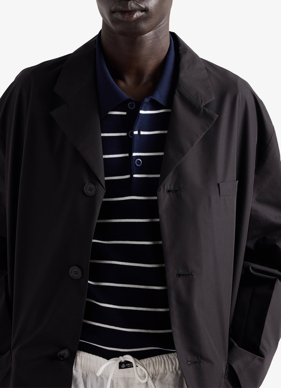 Prada Regular fit polo met streepprint - detail 2 blauw