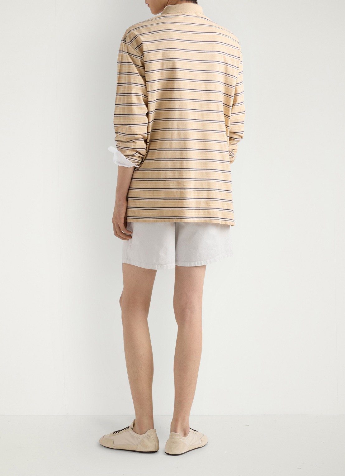 Prada Regular fit polo van piqué katoen met streepprint - achterkant 4 beige