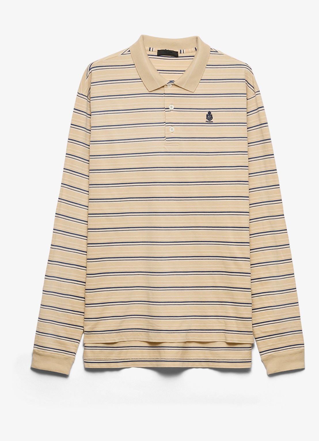 Prada Regular fit polo van piqué katoen met streepprint - voorkant 5 beige