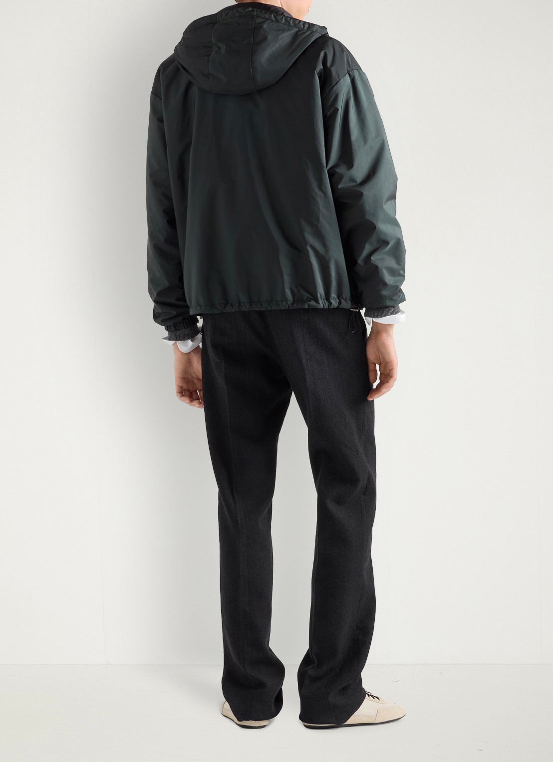 Prada Reversible Re-Nylon jack met ritszakken - achterkant donkergroen